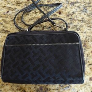 Talbots Black Crossbody Wallet Bag Purse Check Clutch Strap